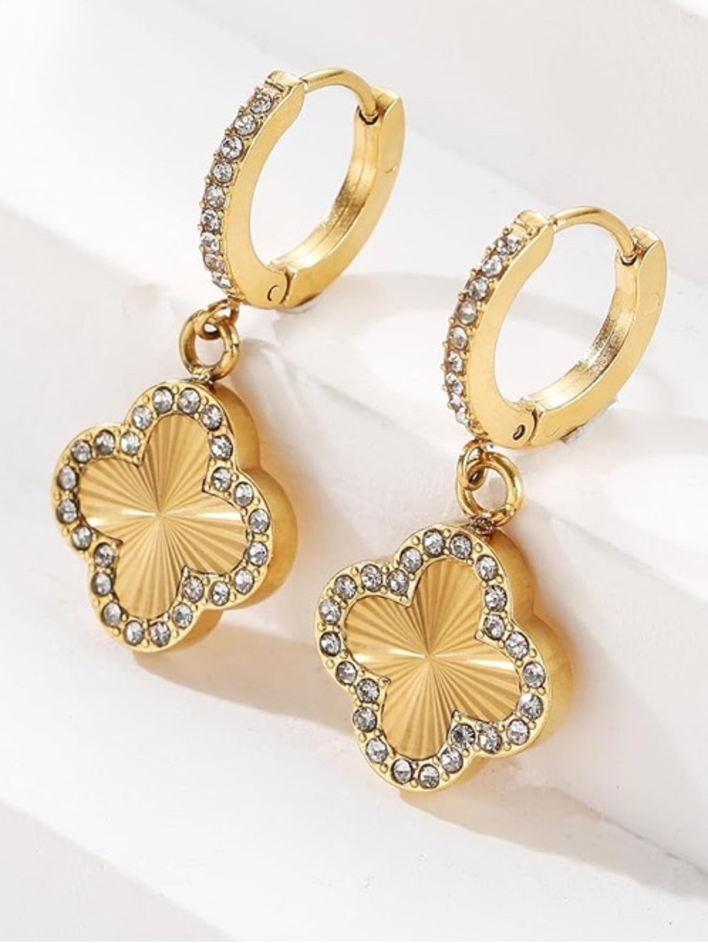 18k Gold Plated Clover Earrings